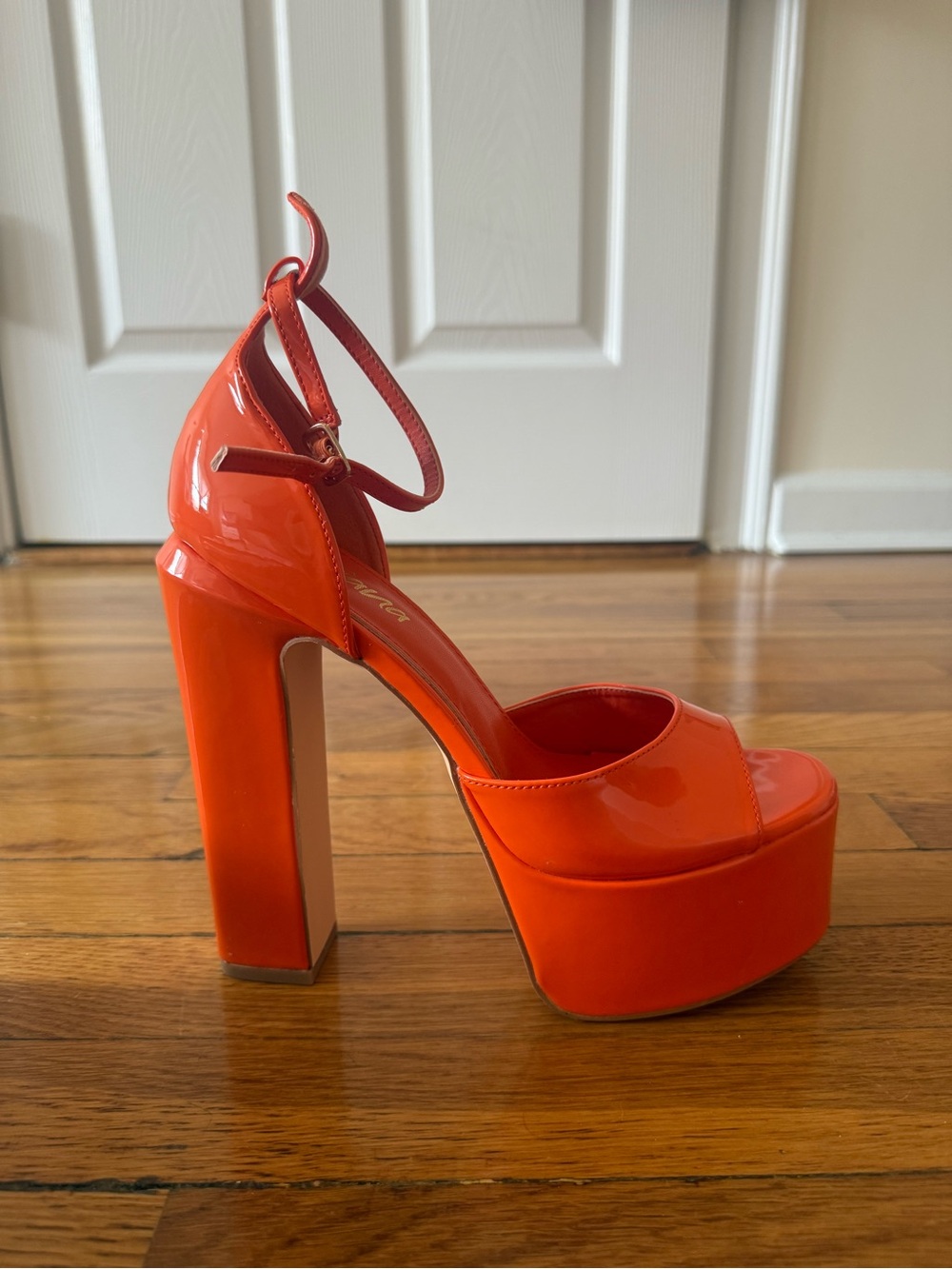 Liliana Bright Orange Patent Platform Sandal